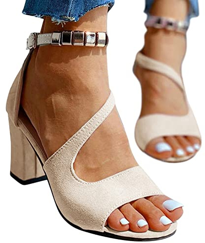 Sandalias con tacón para mujer Verano Vestido Zapatos de noche Sandalias de verano Elegantes Sandalias de verano con punta abierta Tacón alto Sandalia con hebilla Sandalias de fiesta Sandalias de