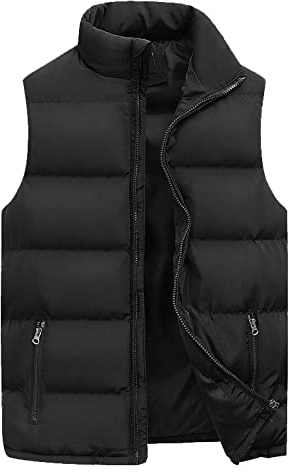 Chaleco acolchado para hombre - Ligeramente aislado - Chaleco deportivo para hombre - Chaleco de plumón con cuello alto - Chaleco acolchado plegable - Sin mangas - Con bolsillos con cremallera
