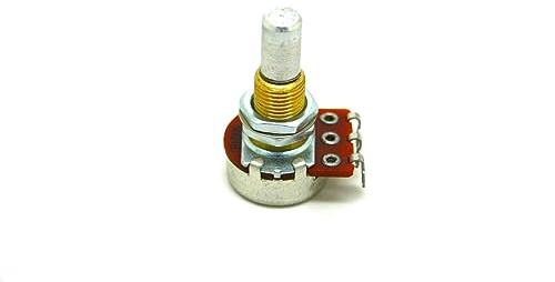 Alpha Taiwan Mini Potentiometer B100K 100K Linear 16mm Basis mit langer Achse und Mittelstopp für Bass und E-Gitarren mit aktiven Tonabnehmern