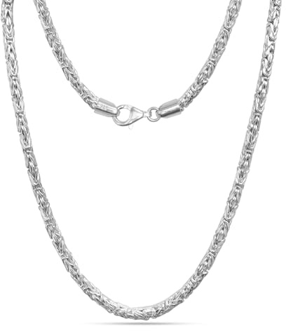 LeCalla 925 Sterling Silber Halskette Italienisch 4 MM runde handgefertigte klassische byzantinische Halskette Kette für Männer mit Karabinerverschluss 24 Zoll, Made in Italy