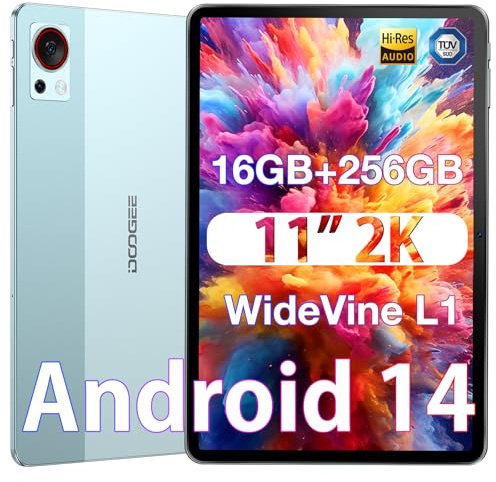 DOOGEE T30S Tablette Android 14 11 Pouces 2.4K, Tablette Tactile de16GO RAM + 256GO ROM/TF 1TB, Tablette avec Carte Sim/Octa Core /13MP+8MP/Batterie de 8580mah/Widevine L1, Bleu