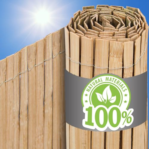 urfence Deine Oase: 100x600 Bambus Sichtschutz Zaun Holz - 100% Natur Bambusstäbe Wetterfest - Bambuszaun Sichtschutzmatte für Balkon Terrasse Gartenzaun - Pergola Windschutz Garten Sichtschutzwand