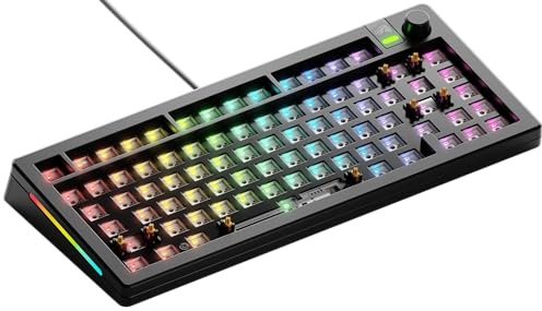GLORIOUS GMMK 3 75% Barebones Anpassbares Tastatur-Kit, ANSI in Schwarz | Modulares Dichtungssystem, Hot-Swap-Sockel für 5-polige Schalter, Aluminium-Schalterplatte, Programmierbarer Drehknopf