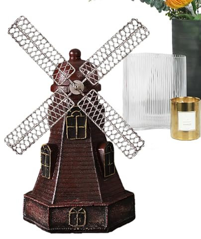 Décoration de moulin à vent | Statue de modèle de moulin à vent néerlandais de style rétro, art miniature et ornements d'artisanat, statue de moulin à vent vintage exquise pour la table