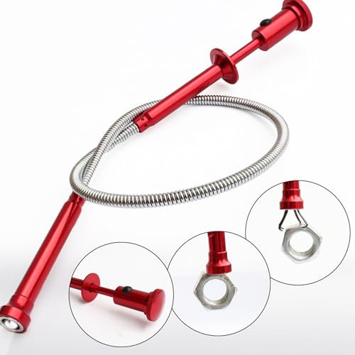 XUBX 62 CM/24 in Pickup Magnetici Rossi A 4 Griffe, PinzaTelescopica Prendi Oggetti con LED, per La Pulizia della Fogna Lavello Cucina Gancio Pulizia Lavandino Pinza per Pulire Le Tubature