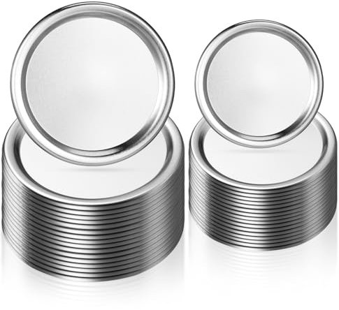TOPPERFUN 48 Coperchi Di Barattoli Di Mason 24 Ciascuno Per 2 75 Pollici E 3 38 Pollici Coperchi Di Barattoli Di Mason In Ferro Sigillati Sotto Vuoto Per Bocca Ampia E Bocca Regolare Coperchi