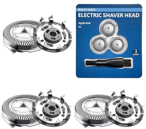 3 Stück SH30/52 Scherkopf Kompatibel mit Philips Series 6000/5000/3000/2000/1000, Herren Ersatzscherkopf für Series AT8xx/AT7xx/PT7xx/PT8xx, Trockene und Nasse Rasur mit Reinigungsbürste
