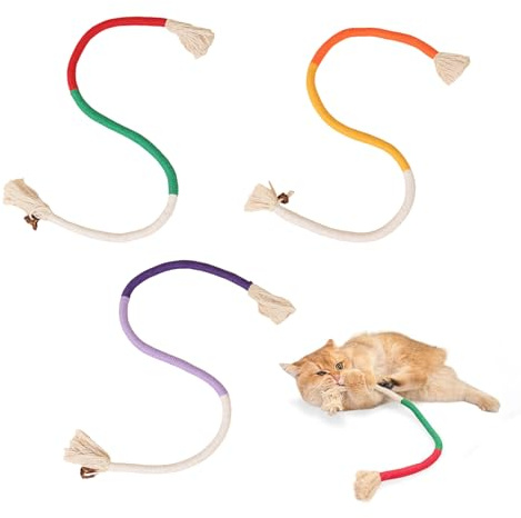 3 Stück Katzenminze Spielzeug Baumwollseil,Interaktives Katzenspielzeug Beißseil,Kauspielzeug für Katzen,Katzenbeißseil für Katzen Zahnpflege und Gegen Mundgeruch,für Zahnreinigung,Indoor,Alltägliche