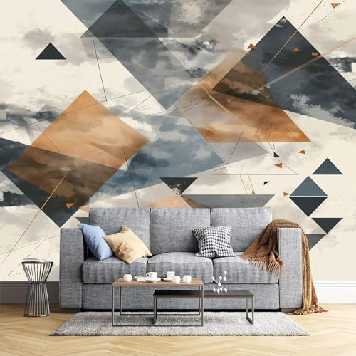 JEDTAKCT Fototapete Abstrakte Berge 350X256Cm - Seidetapete - Wandtapete - Böhmische Geometrie Art Fototapete - Wand - Wandbilder Schlafzimmer Wohnzimmer Bildtapete Foto Tapete
