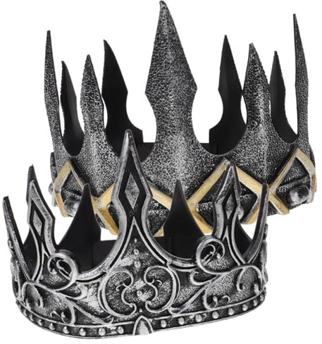 Holibanna 2stücke Vintage Königskrone Aus Schaumstoff Mittelalterliche Kostüm Accessoires Für Halloween Cosplay Und Festlichkeiten Dunkelgrau Leicht Und Bequem Zu Tragen