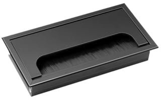 KRIECK Kabeldurchführung,Kabeldurchführung Schreibtisch Tisch-Einfädelbox aus Aluminiumlegierung, 80 mm, mit Bürste, Kabel-Einfädelbox mit Kabeltüllen-Lochabdeckung(Black 80x160mm)