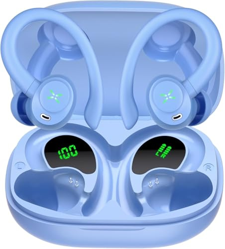 Cillso Bluetooth Sport-Kopfhörer, 2025 Tiefer Bass, 50H ENC Mic Noise Cancelling, IP7 Wasserdicht, Bluetooth 5.4, Kabellose In-Ear Kopfhörer, Blau