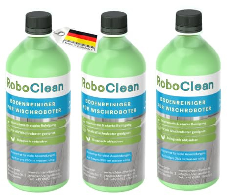 RoboClean Reinigungsmittel für Wischroboter, 3 L Konzentrat mit Frischeduft | streifenfrei, sensorschonend & materialverträglich, für Fliesen, Laminat, Vinyl & versiegelte Böden
