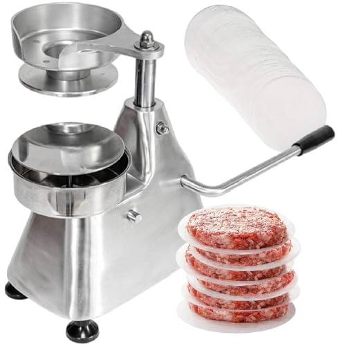 Stainless Steel Burger Press - Heavy Duty Hamburger Maker with 500 Patty Papers - Meat Patty Forming Tool for Perfect Burgers at Home
