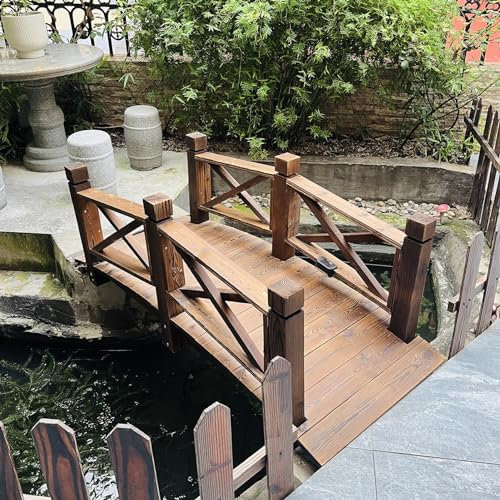 Kleine Gartenbrücke aus Holz, 140 cm lang, dekorativer Bogensteg mit kompletter Ausstattung, Teichbrücke, Landschaftsbau, Hinterhof, Bauernhof, Ornament, 56420