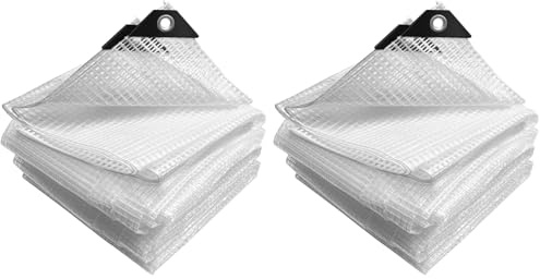 VOUNOT® Bâche de Protection en Polyéthylène 180g/m² Bâche Imperméable Ultra Lourde et Résistante Revêtue avec Oeillets en Aluminium Couverture Étanche pour Jardin, Piscine 1.5x6m Blanc (Lot de 2)