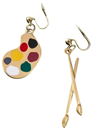 Earrings Studs For Women Personality Paintbrush Panel Earrings Silver Hoop Earring (Yellow, 1. 8x5. 5cm)