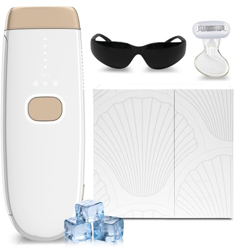 Depiladora Laser IPL con Refrigeración, 10 °C y amplio voltaje (100 V-240 V), indoloro, longitud de onda de 470 nm a 1200 nm, para línea del bikini, axilas, rostro y cuerpo, color blanco.