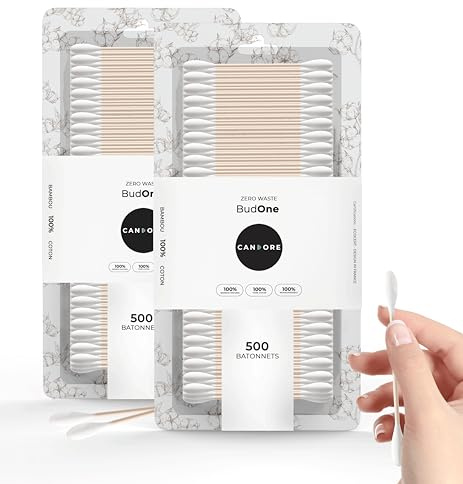 CANDORE - 2x Blister 500 Cotons-Tiges Bambou, Douceur Naturelle - Qualité Supérieure