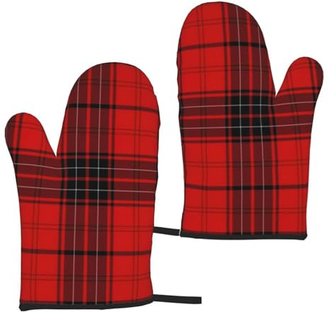 Gants isolants à carreaux rouges et noirs pour la cuisson, la cuisine, les grillades, la cuisine, le confort, faciles à nettoyer, utilisation polyvalente