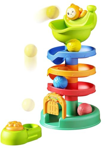 Kustimantu Startbahn Kugel Kinder Spielzeug - Turm Ballspiel Lernspiel | Babyspielzeug Aktivität Stapelspiel ab 18 Monaten