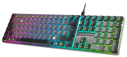 Empire Gaming K243 - Teclado Gaming mecánico con cable FR (AZERTY) 111 Teclas USB-C Desmontable, Switchs MX Red, RGB 24 Efectos, Anti-Ghosting NKRO, Compatible con PC y consolas