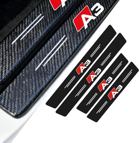 4 Pièces Protection Seuil De Porte De Voiture pour Audi A3, Baguenette Carbone Voiture Accessoires Décoratifs De Seuil Front & Rear Set Protection Portiere De Voiture