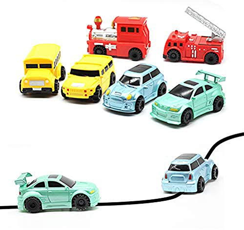 Gonetre Magic Track Cars Spielzeugfahrzeug mit optischem Sensor, induktiver Stift, Auto, LKW, Mini-Spielzeug, Engineering, Fahrzeug, Linie, schwarz, gezeichnet, pädagogisch (Spielzeugauto, Farbe: