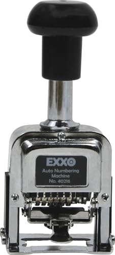 Paginierstempel Nummernstempel Nummerierungsstempel, automatischer Stempel, aus Metall und Kunststoff, für bis zu 6 Stellen, Stempelkissen, Stempelstab, Stempelfarbe, silber/schwarz – 1 Stück