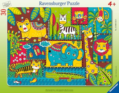 Ravensburger - Rompecabezas de Animales de la Selva - Rompecabezas de Marco de 30 Piezas - Coloridos Amigos de la Selva en una Escena lúdica - Piezas de fácil Ajuste para jóvenes solvers - Diversión