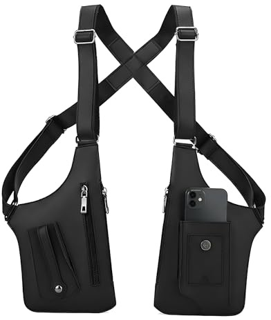 Uoocg Schulter/Unterarmtasche Herren Leder Diebstahlsicher Design mit Mehreren Taschen Und Verdeckten Verstellbaren Schultergurten