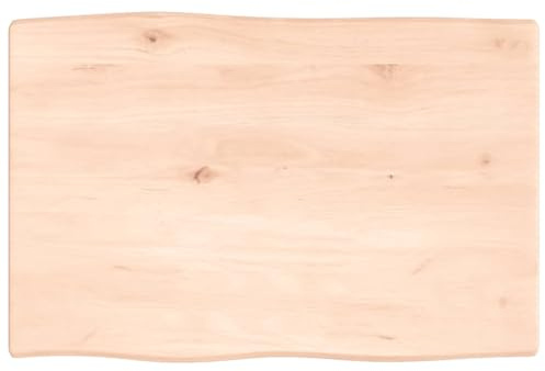 Roanoer Tischplatte 60x40x2 cm aus massivem Eichenholz unbehandelt mit Baumkante, DIY Schreibtischplatte robust und langlebig für Küche, Garten, Büro und Balkon