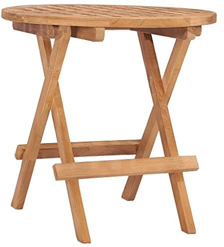 Zeehear Fällbart trädgårdsbord av teak massivt trä 50 x 50 x 50 cm, väderbeständigt, utrymmesbesparande för terrass, balkong, utomhus, perfekt som sidobord, matbord, loungebord, campingbord
