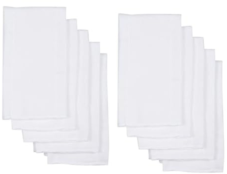 NULYLU 10 Pcs Cotton Cloth Diaper Inserts and Double Absorbent Burping Cloths Soft Comfortable Breathable Washcloths for Nappy Liners for Outing and Shopping