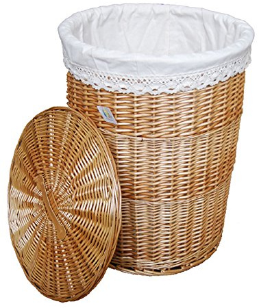 DVier Wäschekorb Wäschetruhe natur beige weide D.46 H.62 96L