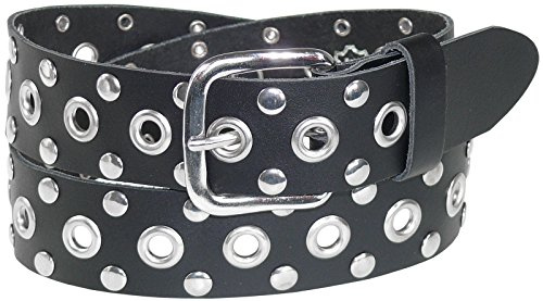 Harrys-Collection Unisex Ledergürtel 4 cm Echtleder Nietengürtel Gürtel, 95 | robustes Rindleder, 4 cm breiter Jeansgürtel, cooler Biker Look, langlebige Materialstärke, erstklassig Made in Germany