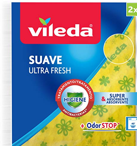Vileda – Set di 2 panni Soft UltraFresh con trattamento antibatterico, 34 x 34 cm, 2 unità