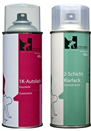 profiautolacke Spraydose LA7W Reflexsilber Basislack+Klarlack (2x400ml-Zweischicht-Set)