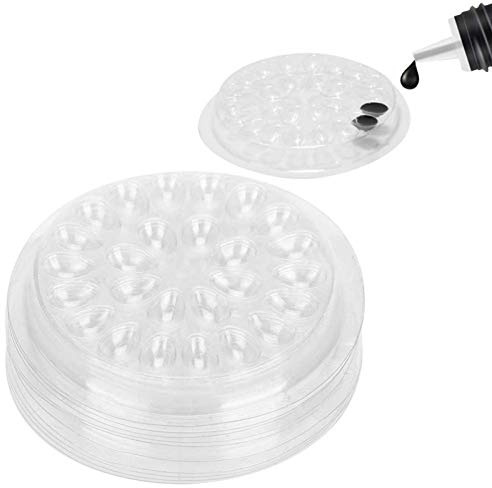 50pcs/set Soporte de pegamento para pestañas postizas, Almohadilla de pegamento con forma de flor de sellado adhesivo de plástico para extensión de pestañas Soporte de pegamento para pestañas postizas