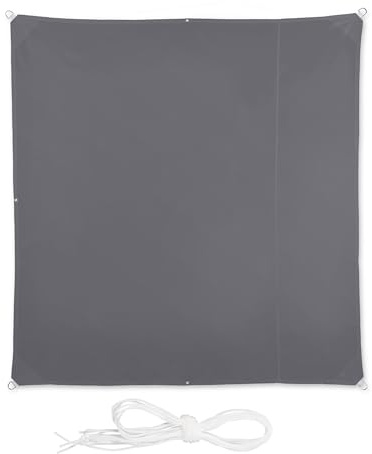 Relaxdays Tenda a Vela Quadrata, Idrorepellente, Anti UV, con Corde di Supporto, Terrazza e Giardino, LxP: 2x2 m, Grigia