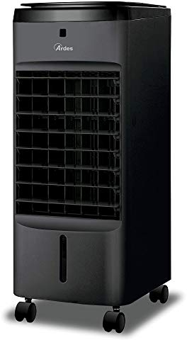 Ardes AR5AMR08 Penny Raffrescatore Evaporativo d'Ambiente con Ruote Digitale Timer e Telecomando capacità Serbatoio 4 L, Nero
