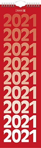 Brunnen 1070204001 Wandkalender/Streifenkalender Modell 702 04, 1 Seite = 1 Woche, 130 x 450 mm, Kalendarium 2021, Wire-O-Bindung mit Aufhänger