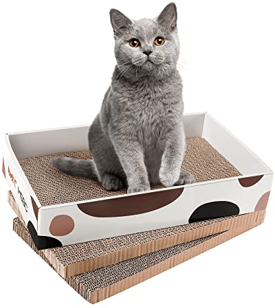HAPPY HACHI 3 Stück Kratzbretter Katze, Mit Katzenminze Kratzpappe für Katzen, Robuste Doppelseitige Cat Scratching Board Bed Furniture Protecting Packung