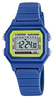 CALYPSO Reloj Digital Hombre y Mujer - Unisex de Caucho Azul - Resistente al Agua 10 ATM Fecha y Calendario, Cronógrafo, Doble Horario, Luz, Alarma, 12 y 24 Horas K5802/5 - Digital Crush