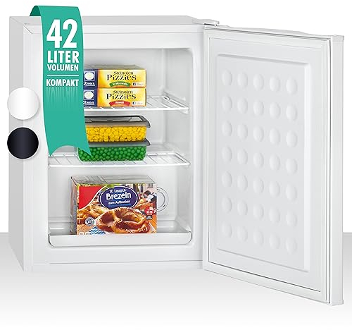 Bomann Gefrierbox klein mit 42L Nutzinhalt, Mini Gefrierschrank mit 2 herausnehmbaren Gitterablagen, Gefrierschrank mit wechselbarem Türanschlag & stufenloser Temperaturreglung, GB 7236 weiß