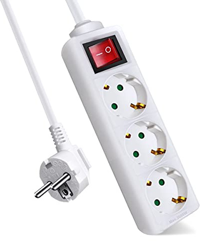 EXTRASTAR 3 Fach Steckdosenleiste mit Schalter & Kindersicherung, 5m Kabel