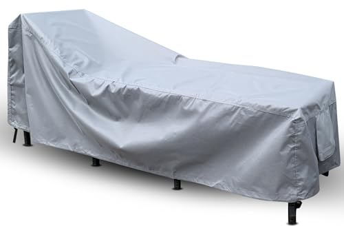 Kingsbridge Sun Lounger Sunbed Cover 600D Heavy Duty Fabric, Double Stitching, Waterproof, Anti UV, Breathable, Rip Proof, Grey, LxWxH 210 x 75 x 70/40cm