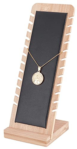 PH PandaHall 12 Slots Necklace Display Stand, Wood Jewellery Display Stand Necklace Holder Tabletop Display Boards Showcase Holder Jewellery Organizer for Necklaces Pendant Bracelet Displays, 26x10cm