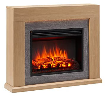 FLAMME Madura Fireplace with 39'' surround with 2kW Fireplace Heater Natural Oak Multiple Colours Available