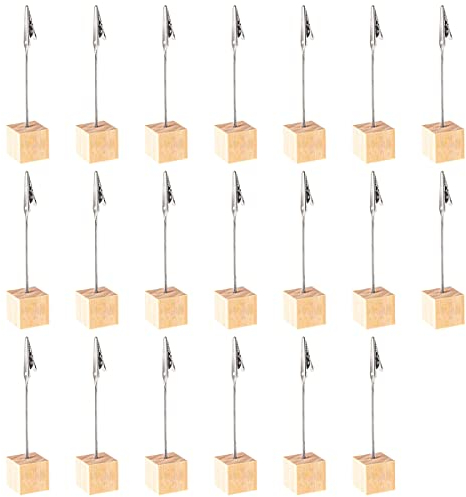 Fotohalter, 20 Stück Fotohalter mit Klammern, Holz Fotoständer, Memo Clip Halter mit Stehend Krokodilklemme Foto Clip Nachrichten Clip Halter für Hausdekoration, Büro, Hausdekoration, Party